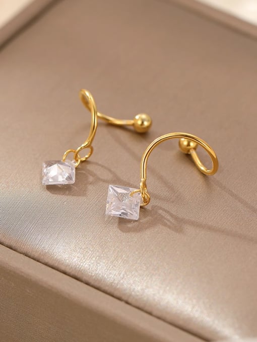 ES2522 [Square Gold] 925 Sterling Silver Cubic Zirconia Star Minimalist Stud Earring